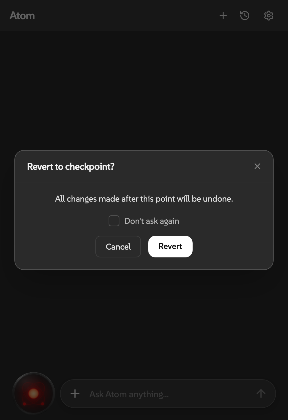 Revert confirmation dialog