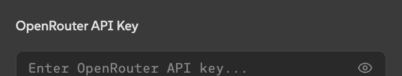 OpenRouter API key field in Atom Settings